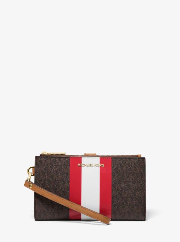Damske Penazenky Michael Kors Adele Logo Stripe Smartphone Svetlo Červené - Doplnky Michael Kors Slevy | DLVIP-7305